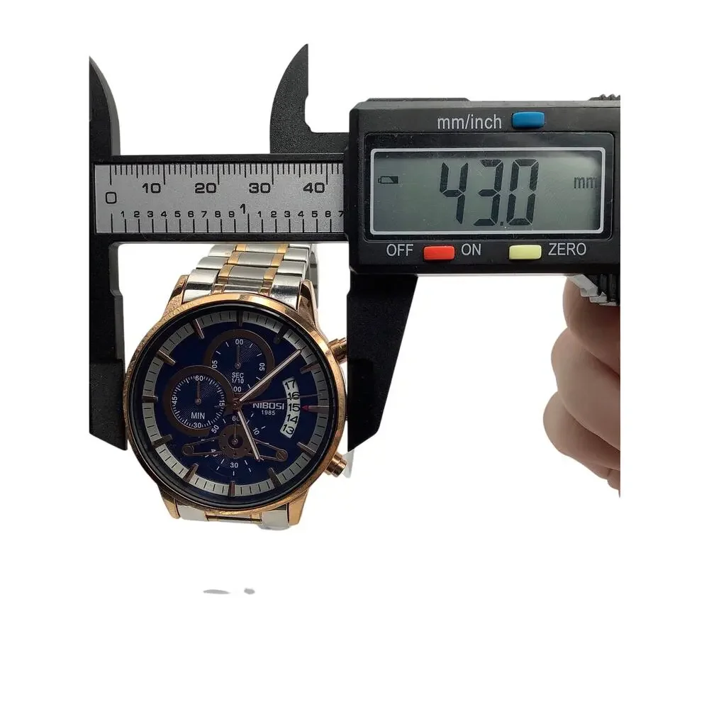 Nibosi NI2309 Mens Two-Tone Chronograph Blue Dial Watch